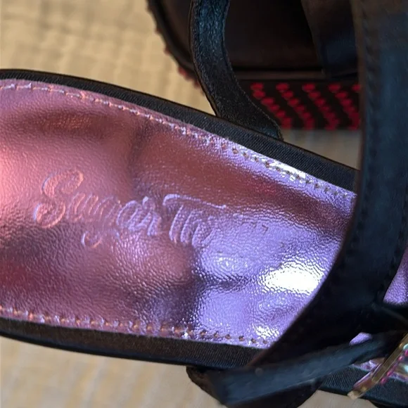 New Dolls Kill Kiss Me Goodnight Satin Platform Heels - Picture 6 of 15